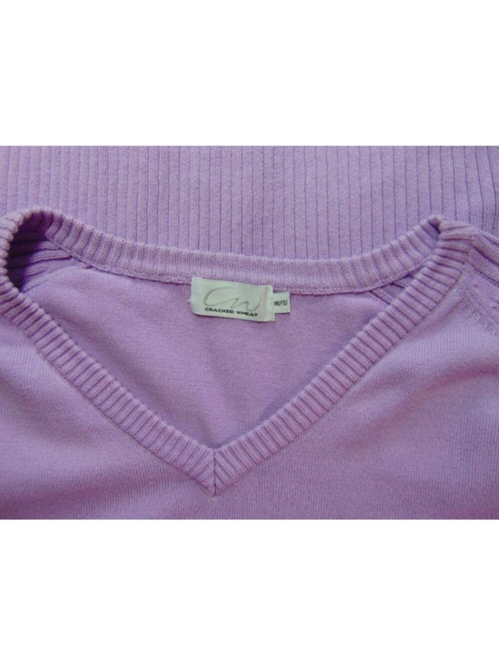 Cracked Wheat Women's Purple Ribbed V Neck Sweater XXL Cotton Golf Pickleball - Picture 7 of 14